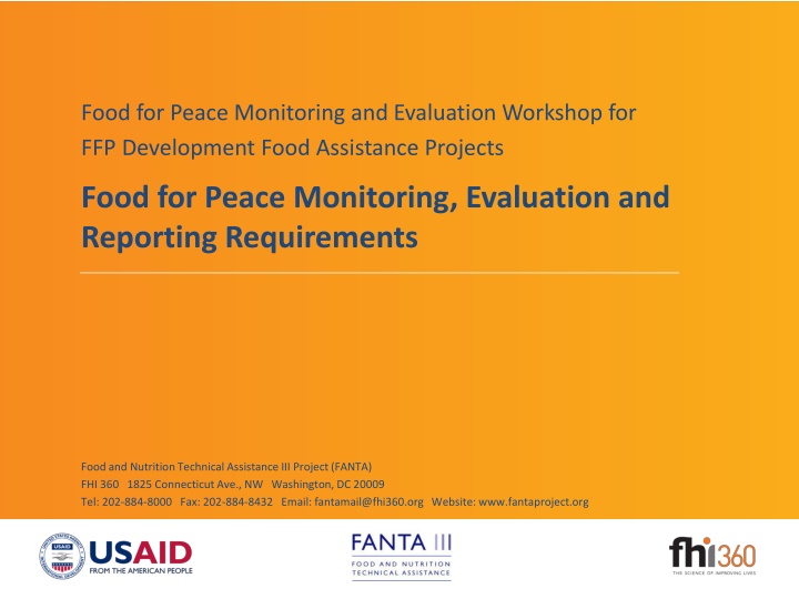 Food for Peace Monitoring and Evaluation Workshop Overview