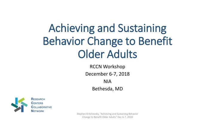 Achieving and Sustaining Behavior Change for Older Adults Workshop