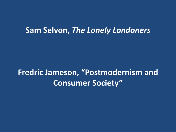 Postmodern Perspectives on London Society and Literature