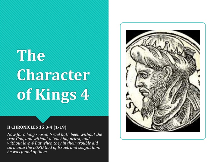 The Character of Kings: Reflections on God's Guidance and Kingship