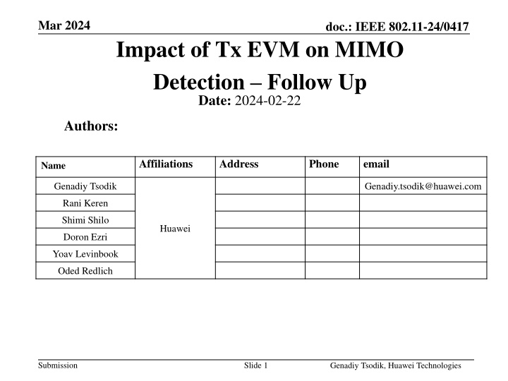 Impact of Tx EVM on MIMO Detection Follow-Up