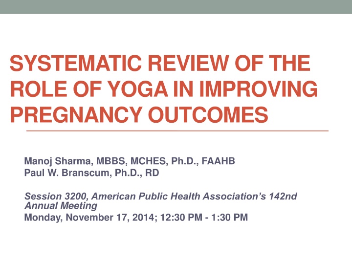 Yoga's Impact on Pregnancy Outcomes: A Systematic Review