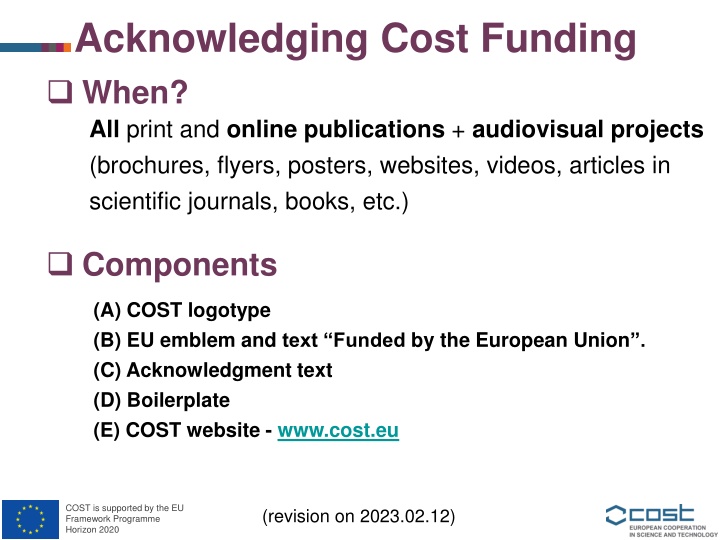 Guidelines for Acknowledging COST Funding in Publications