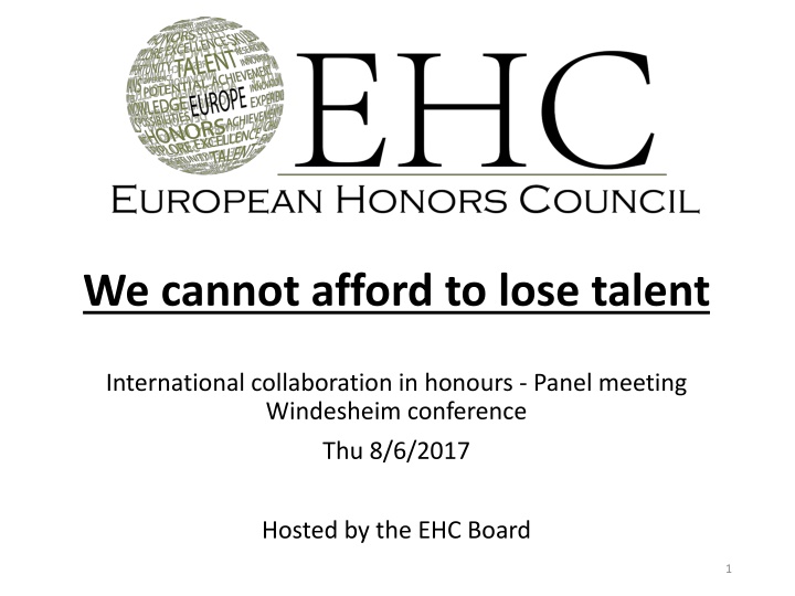 International Collaboration in Honours: EHC Board Meeting Recap