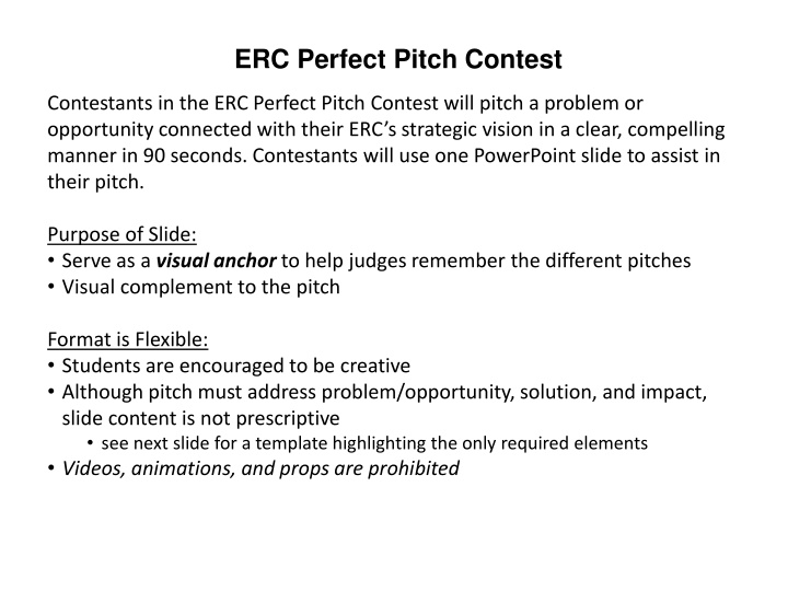 ERC Perfect Pitch Contest Overview