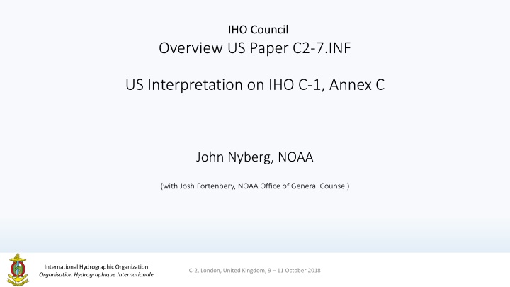 IHO Council Overview: Functions and Responsibilities