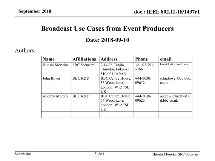 Wireless Solutions for Event Producers in BBC: A Case Study