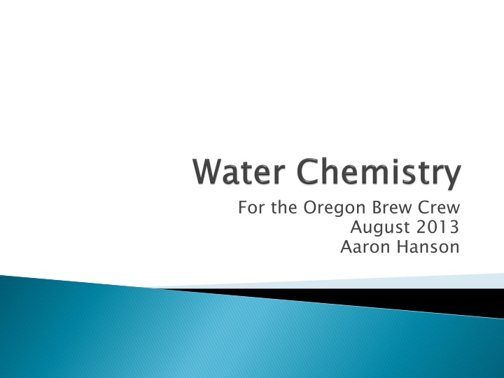 Water Composition for Brewing Beer