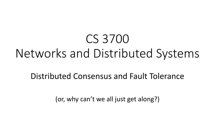 Distributed Systems and Fault Tolerance