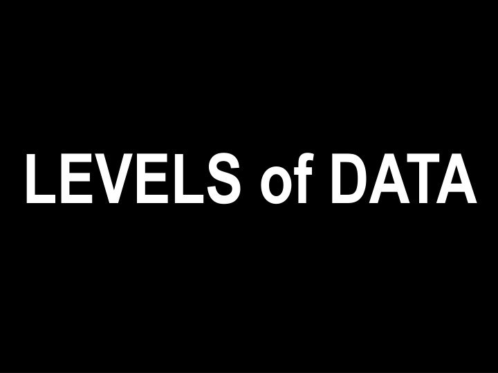 Levels of Data and their Relationship to Graphs and Statistics