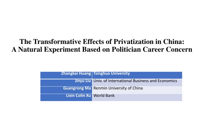 The Transformative Effects of Privatization in China