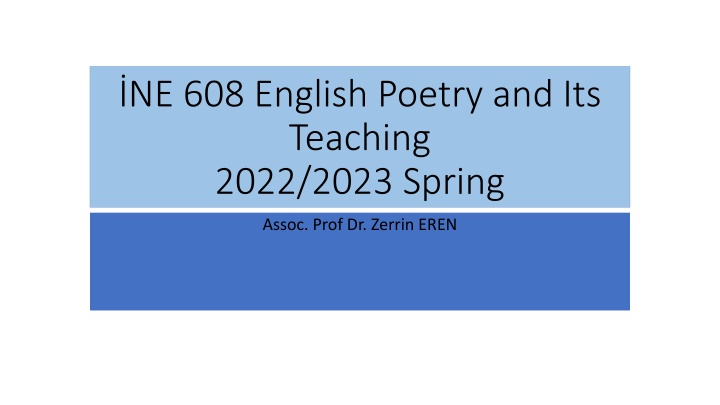 English Poetry: Teaching and Analysis