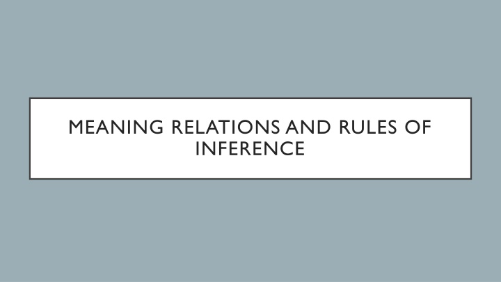 Meaning, Relations, and Rules of Inference in Logic