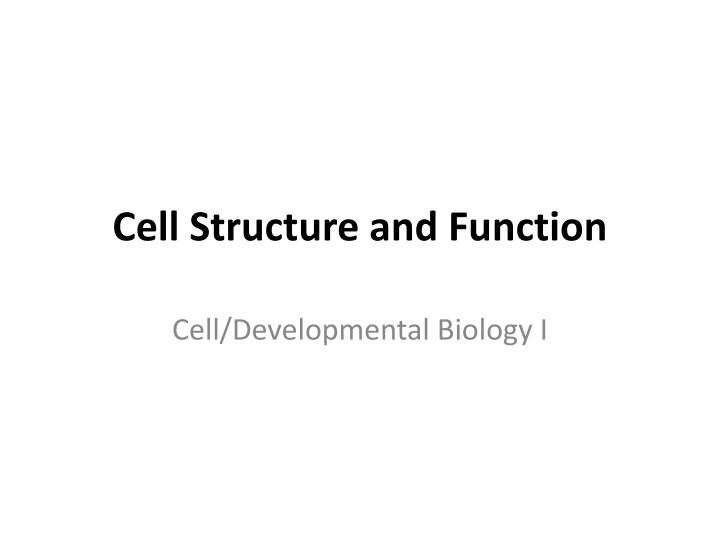 Cell Structure and Function in Developmental Biology