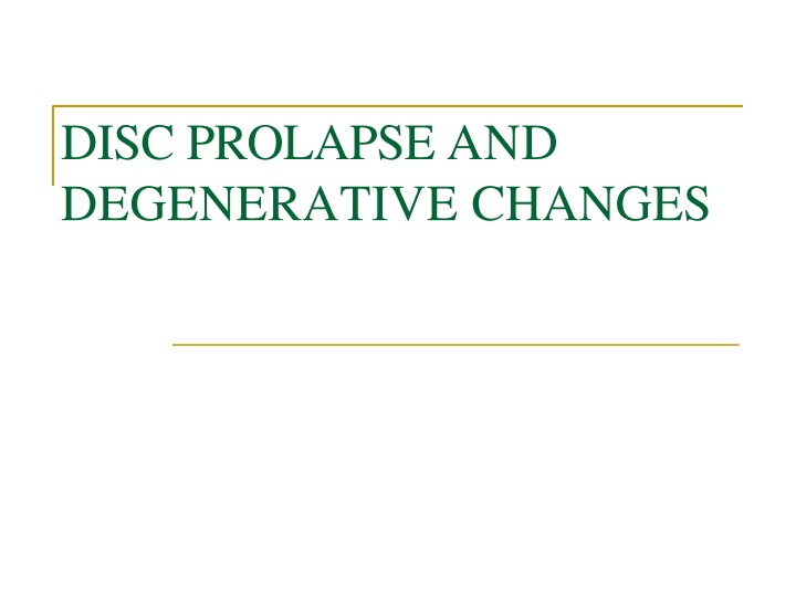 Disc Prolapse and Degenerative Changes in the Spine