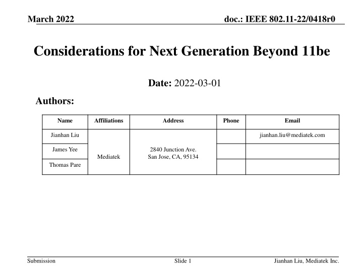 Considerations for Next Generation Wi-Fi Features Beyond IEEE 802.11be