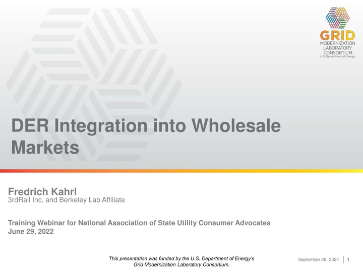 DER Integration into Wholesale Markets - Key Considerations and Priorities