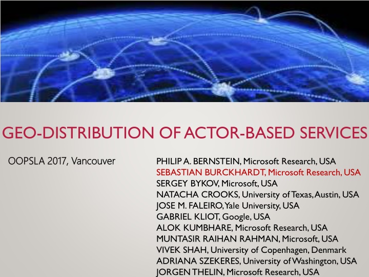 Actor-Based Services: Geo-Distribution Challenges and Solutions