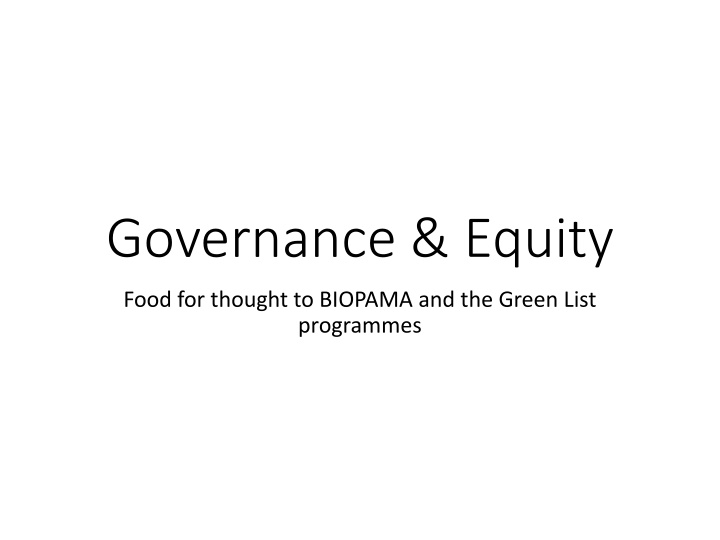 Enhancing Governance and Equity for Conservation Strategies