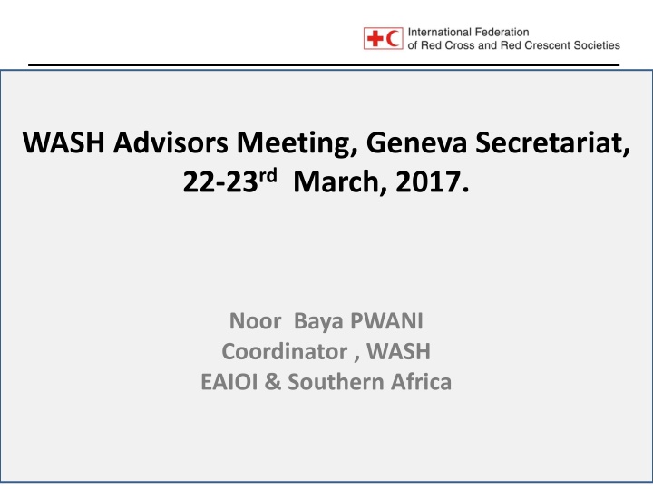 Updates from WASH Advisors Meeting in Geneva, March 2017