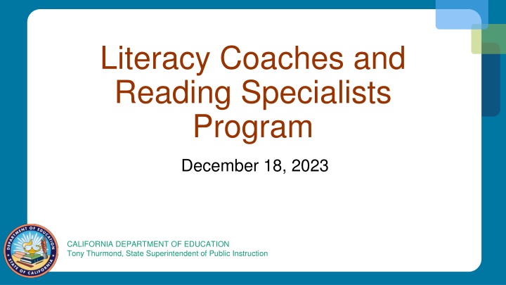 Literacy Coaches and Reading Specialists Program Overview