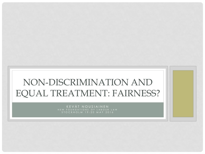 Examining the Intersection of Non-Discrimination and Social Inequality in Labor Laws