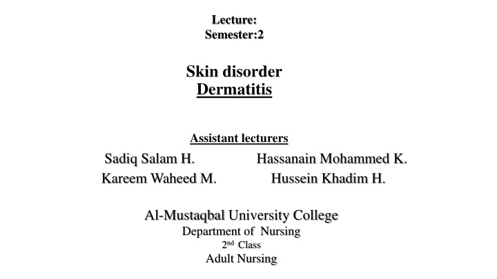 Dermatitis: Causes, Types, and Clinical Manifestations