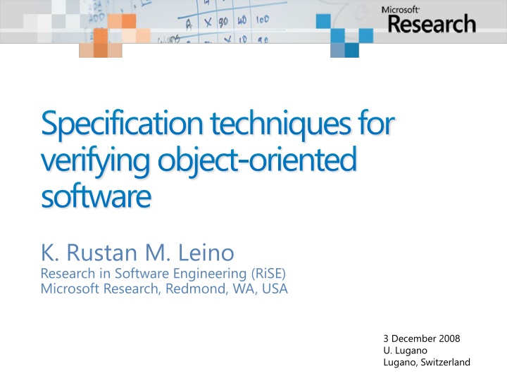Specification Techniques for Verifying Object-Oriented Software