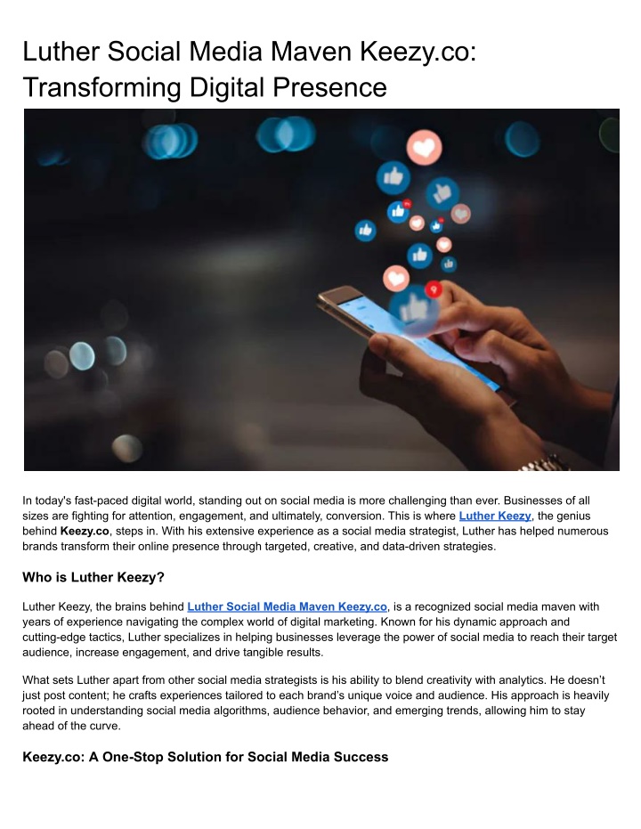 luther social media maven keezy co transforming n.w