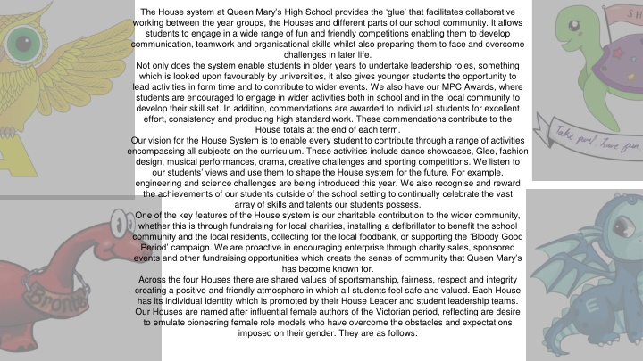 The House System at Queen Mary's High School - Fostering Collaboration and Leadership Through Engaging Activities