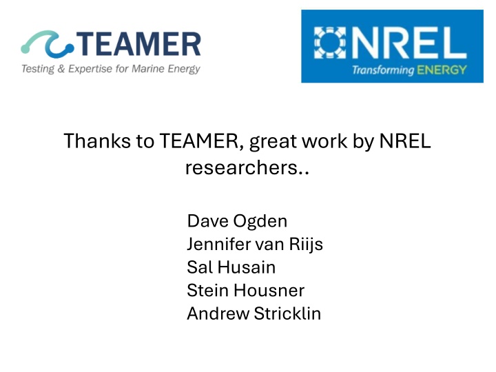 Innovative Wave Energy Research at NREL by Teamer and IProTech