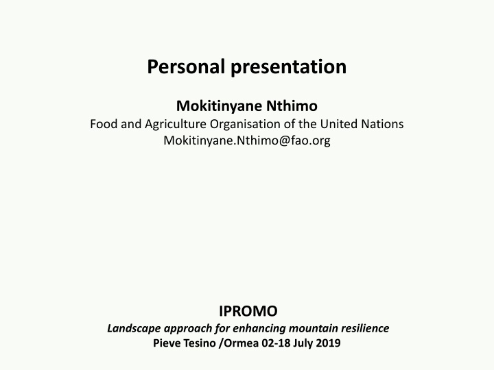 Enhancing Mountain Resilience Through a Landscape Approach