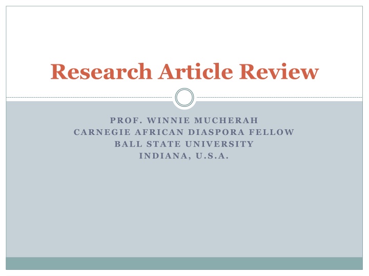 Comprehensive Analysis of a Research Article by Prof. Winnie Mucherah