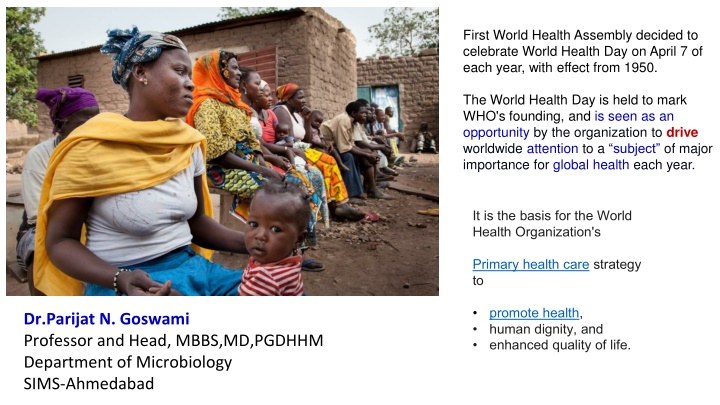 World Health Day Celebrations and Definitions of Health