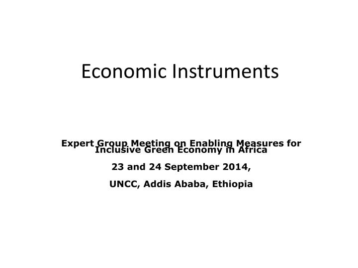 Transforming Towards an Inclusive Green Economy: Economic Instruments Expert Group Meeting in Africa