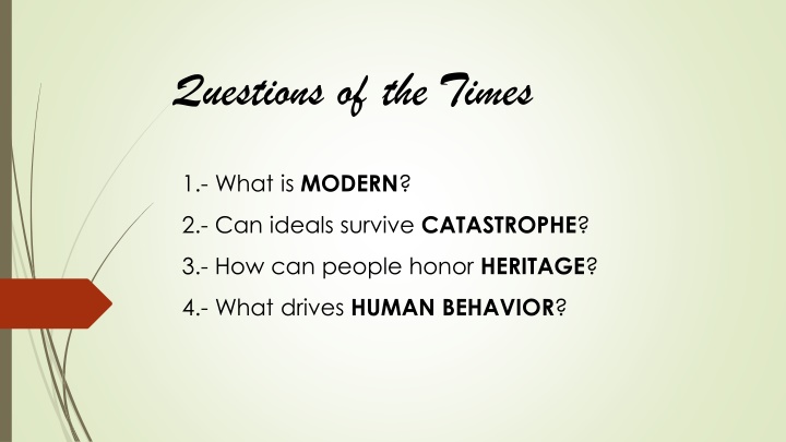 Modernity and Human Behavior Through Questions of the Times