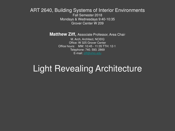 Light in Interior Environments: ART 2640