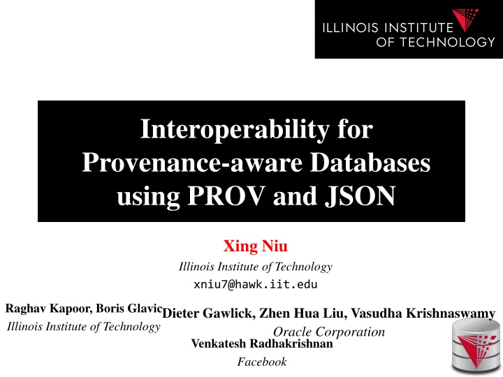 Interoperability for Provenance-aware Databases Using PROV and JSON