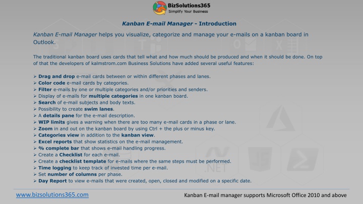 Visualize, Categorize, and Manage Emails with Kanban E-mail Manager in Outlook