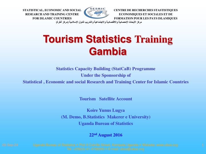 Tourism Statistics Training Programme in Uganda