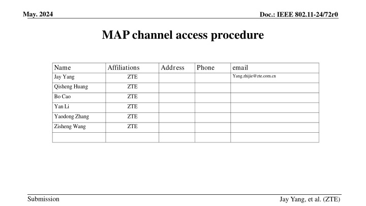 Proposed MAP Channel Access Procedures in IEEE 802.11-24/72r0