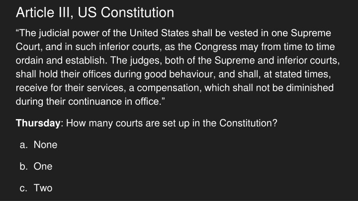 The Structure and Function of the Judicial Branch in the US Constitution