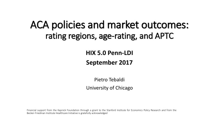 ACA Policies and Market Outcomes