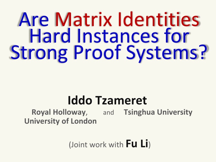 Matrix Identities in Strong Proof Systems
