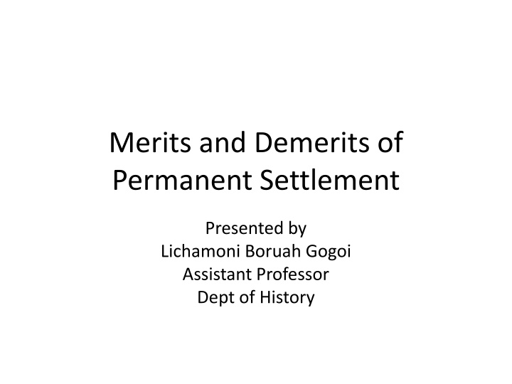 Analysis of Permanent Settlement in British India