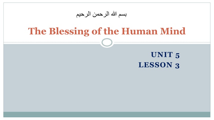 The Blessing of the Human Mind: Reflections on Utilizing the Gift of Reason in Daily Life