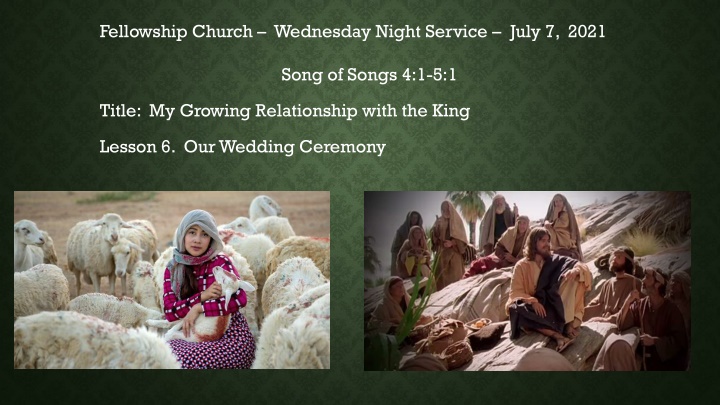 Growing Relationship with the King: Wedding Ceremony Insights