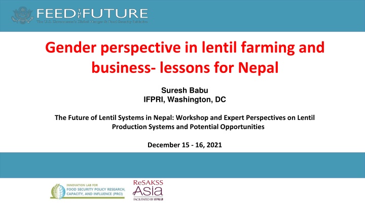Gender Perspective in Lentil Farming and Business: Lessons for Nepal