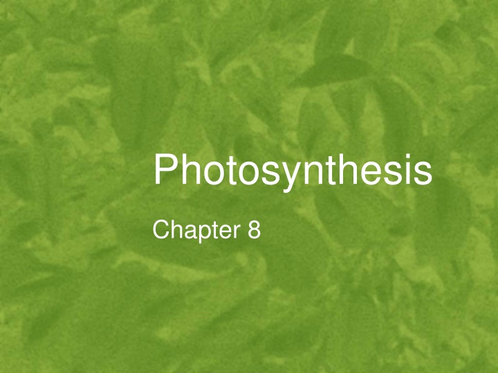Energy and Photosynthesis in Living Organisms