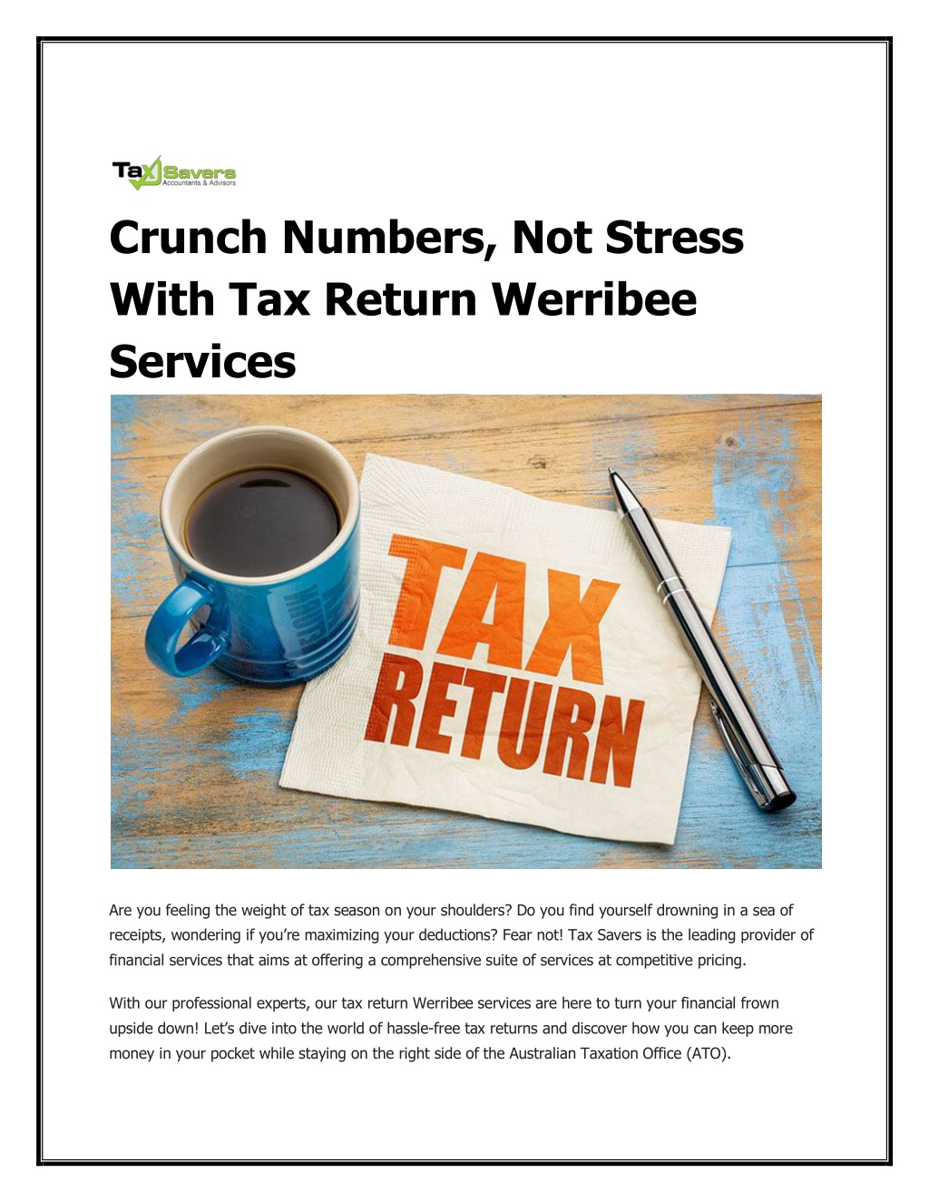 crunch numbers not stress with tax return l.w